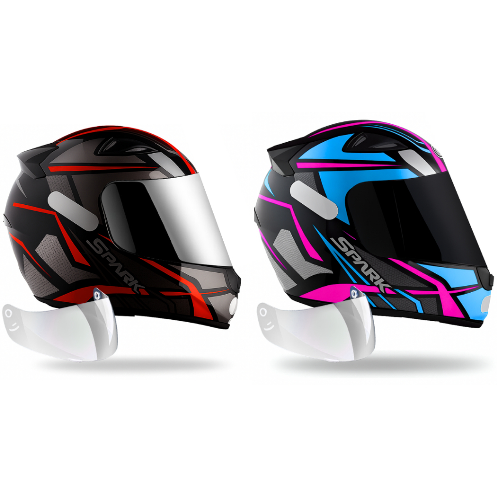 Kit Capacete Ebf Spider Vermelho e Spider Tiffany Mais Viseira Cromada e Fumê