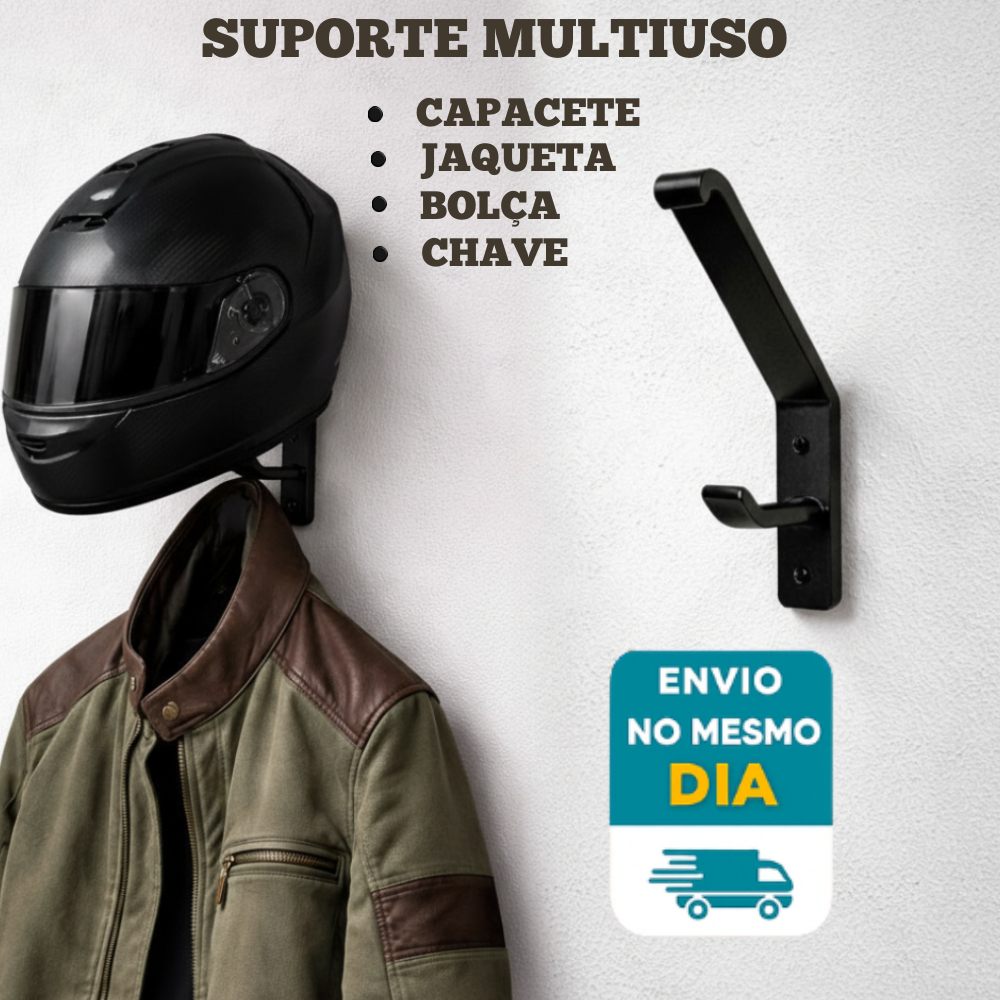 Suporte Capacete Jaqueta e Chave Organização com Elegância Acompanha Instalação Bucha  Parafuso