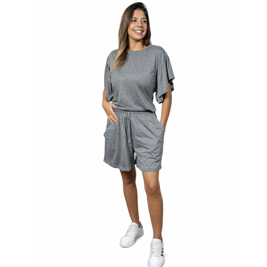 Blusa Manga Bufante e Shorts  Conjunto Viscolycra em Oferta na Shopee