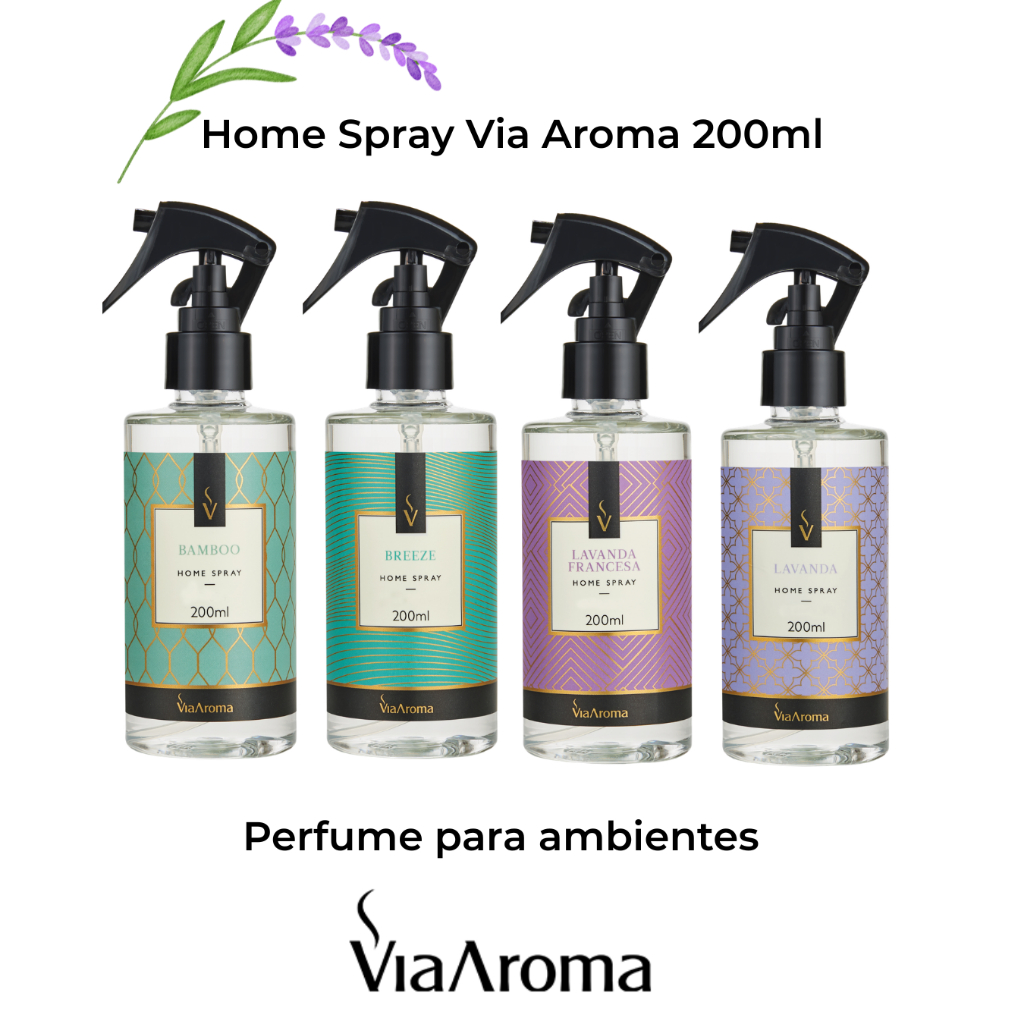 Home Spray 200ml Via Aroma – Aromatizador de Ambiente Premium | Lavanda, Lavanda Francesa e Bamboo