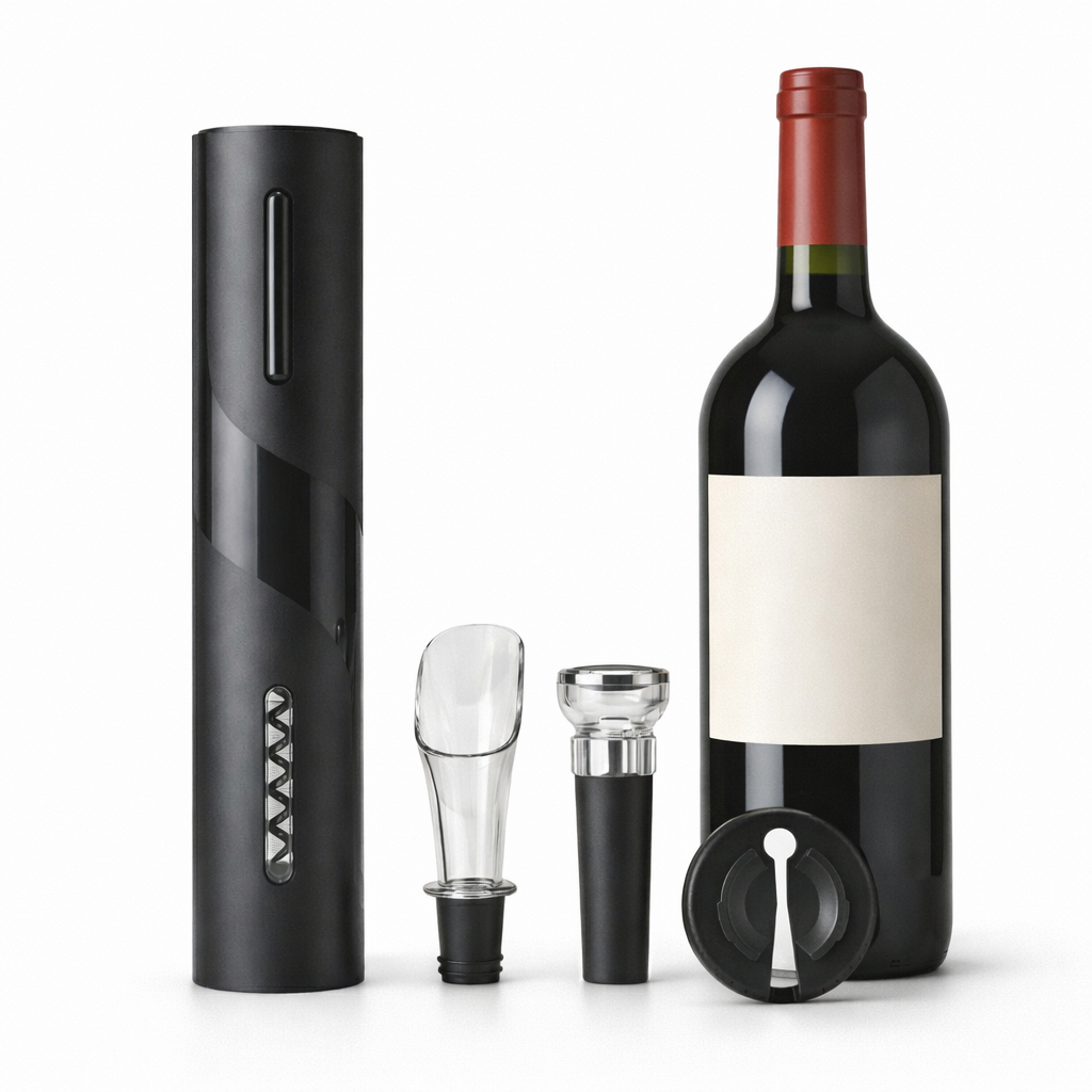 Abridor de Vinho Elétrico Recarregável Automático Saca Rolha Profissional com 4 peças