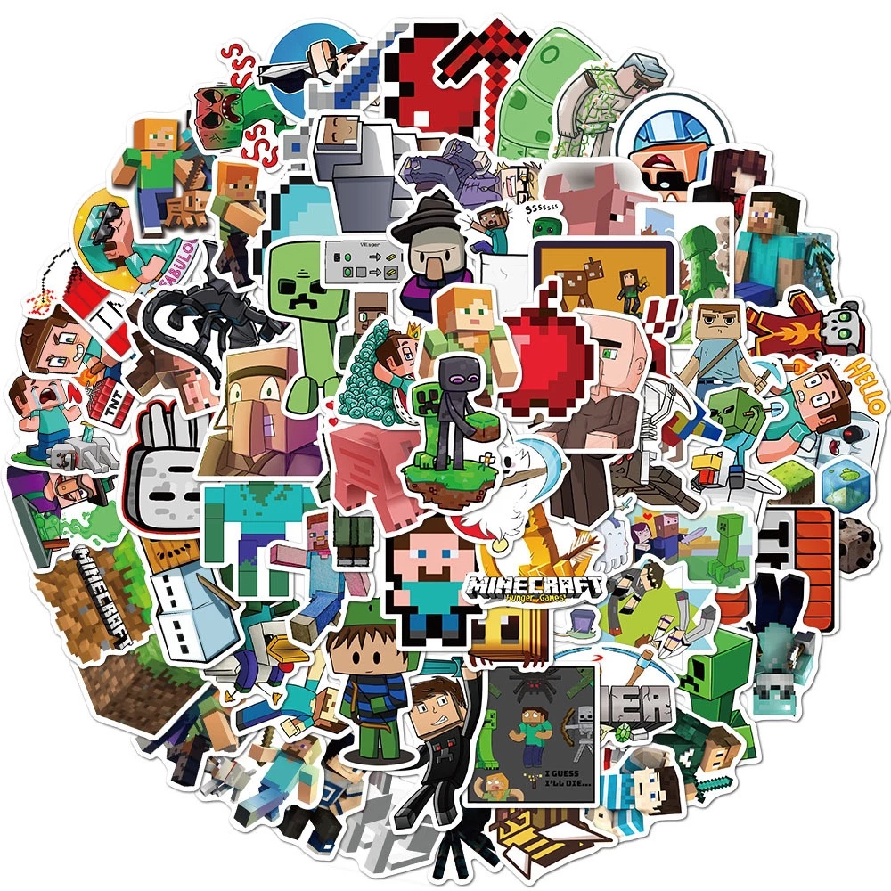 Kit 50 Adesivos de Minecraft - Pcs Peças Unidades Autocolantes  Ferramentas de Pixel Pixels