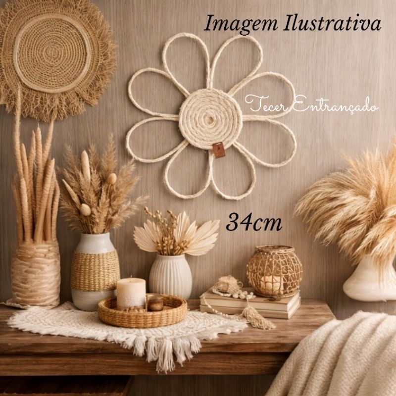 FLOR NOBRE decoração de parede rústica, decoração casa, decoração boho, enfeite sisal.