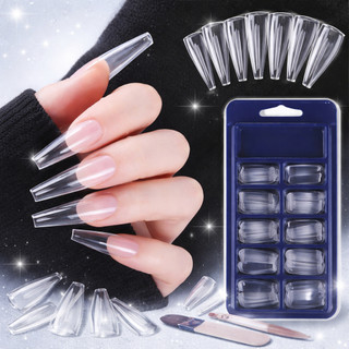 Tips Unhas Transparentes Postiças Profissionais para Alongamento Longas