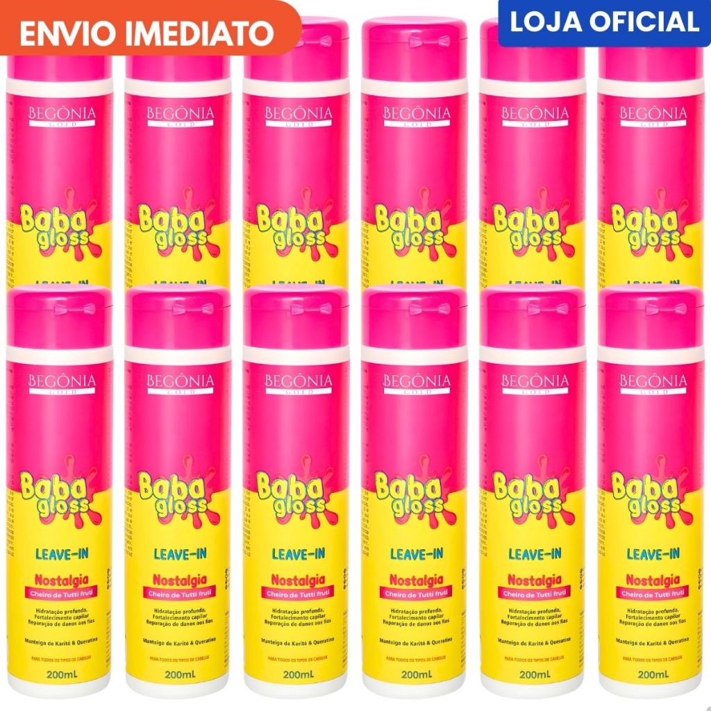 KIT Creme de Pentear Begonia Baba Gloss 200ml 12 Unds