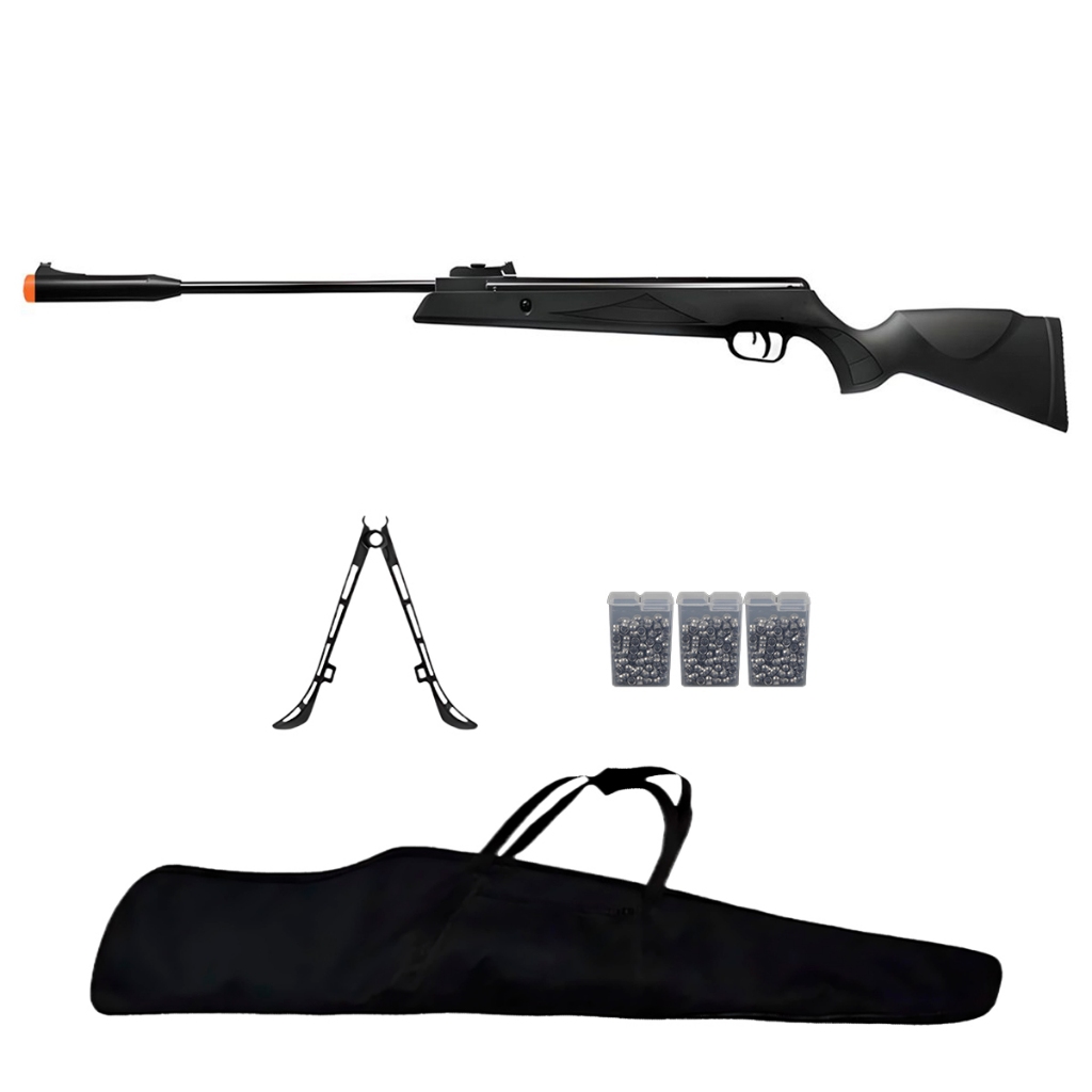 Carabina de Pressão Black Hawk 5.5mm Nitro Piston 70kg - Artemis + Capa + Bipé + 3 Chumbos