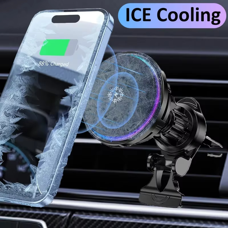 Suporte Veicular Magnético MTG-059 com Cooler Carregador Sem Fio Indução + Refrigeração para Celular