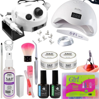Kit Completo Alongamento Unha Gel e Fibra com Motor 50.000RPM  Nail Drill Profissional Manicure em Oferta na Shopee