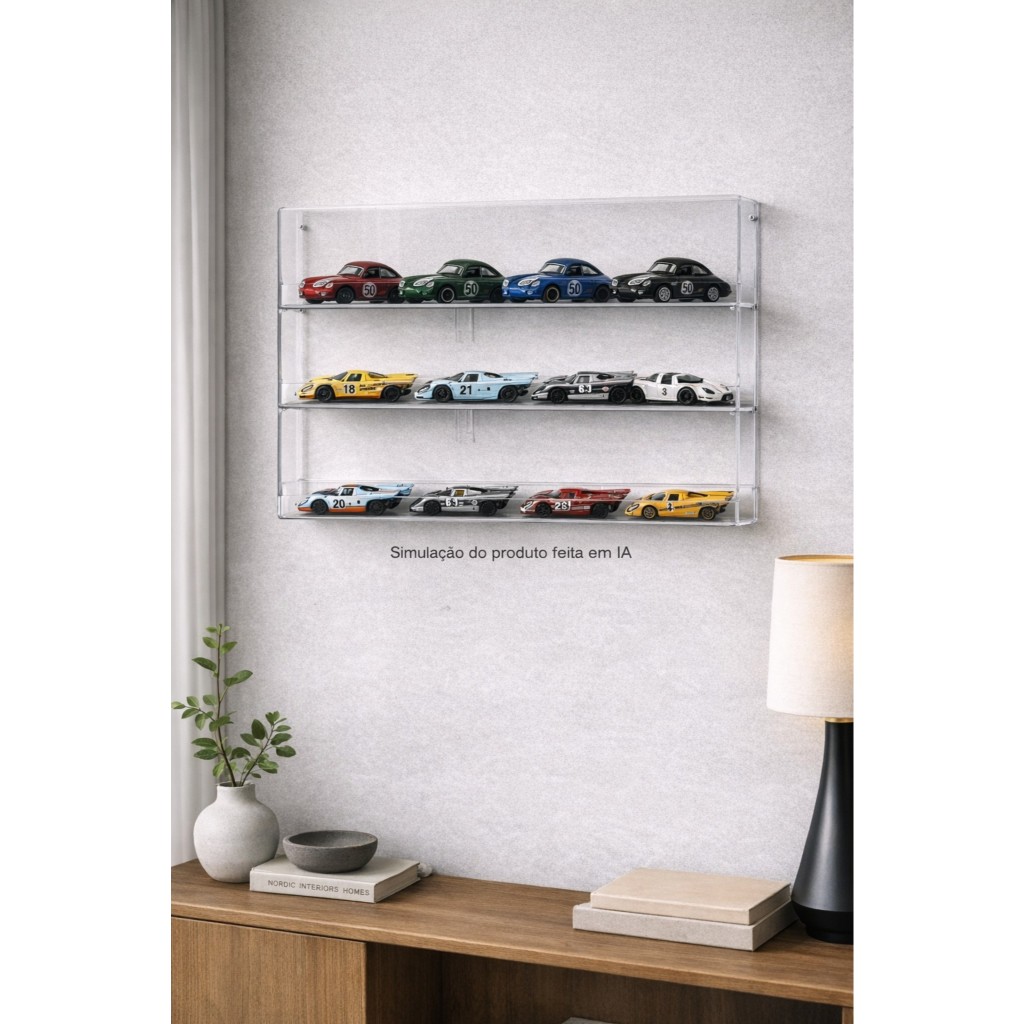 Painel | Nicho Expositor em Acrilico para Parede - Miniaturas Carrinhos 1:64 Hot Wheels | Matchbox | MiniGt