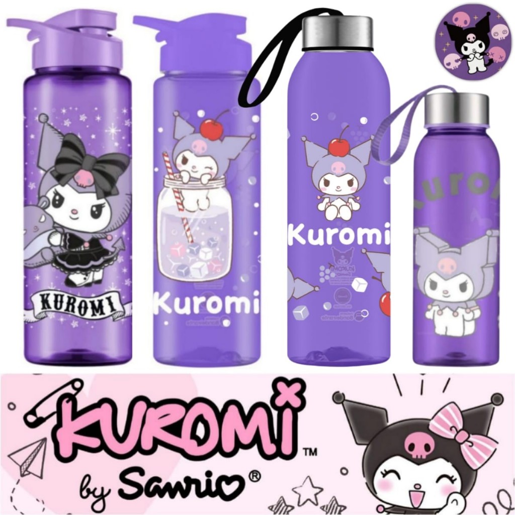 Squeeze Garrafa Kuromi Plástico Livre de BPA Academia Lancheira