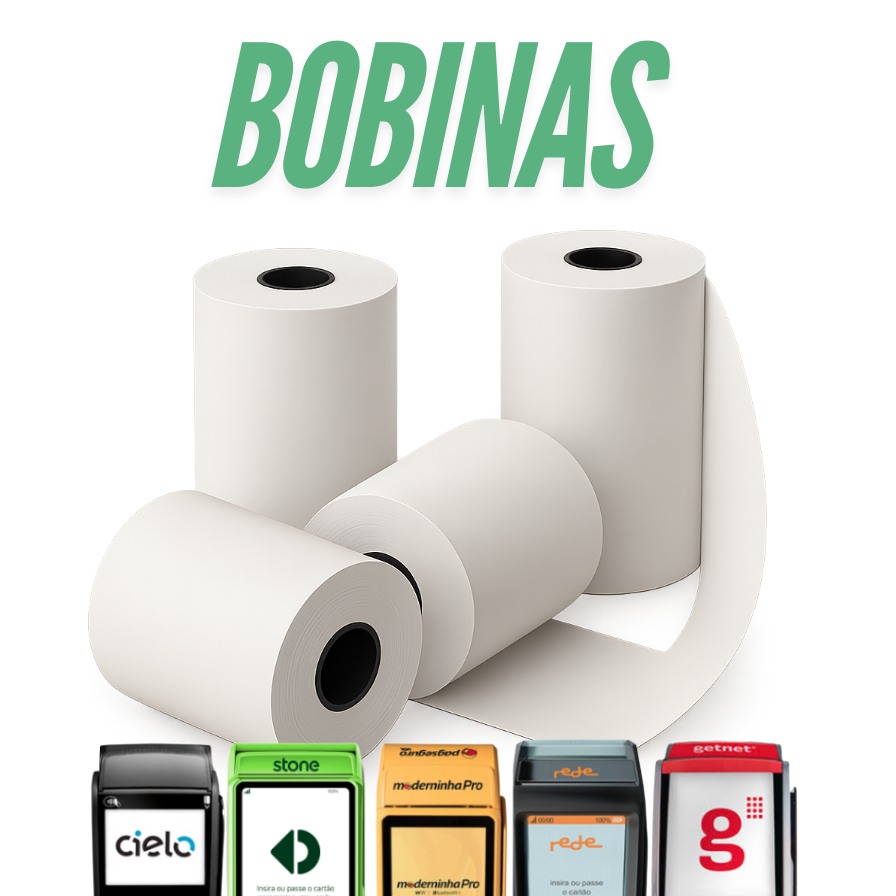 Kit 60 Bobina Térmica 57x16mm Não Adesivo Branco Para Máquinas de Cartão Mini Impressora Portátil