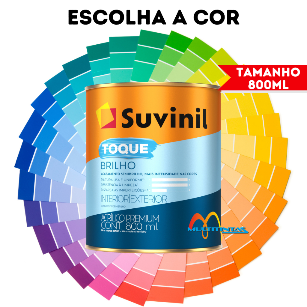Tinta Acrílica Semibrilho 800ml Toque Brilho Escolha a Cor Suvinil