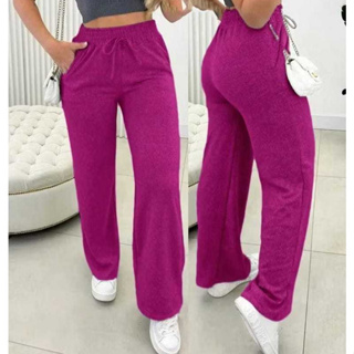 Calça Pantalona Feminina de Lanzinha Cintura Alta com Bolso e Elastico pra Inverno GG, G, M, em Oferta na Shopee