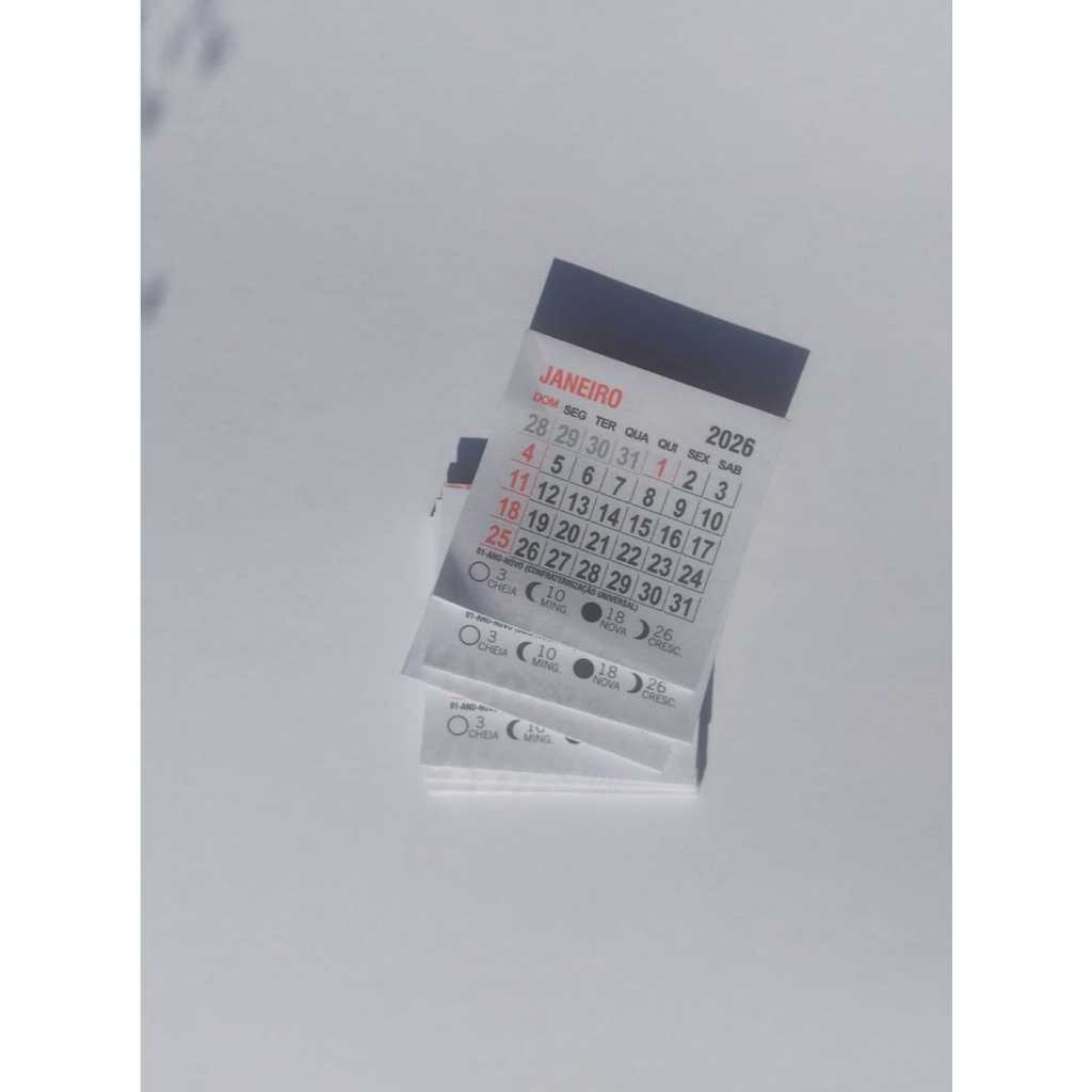 1000 Unidades Mini Calendário 2026 5x5 Bloco de Calendário