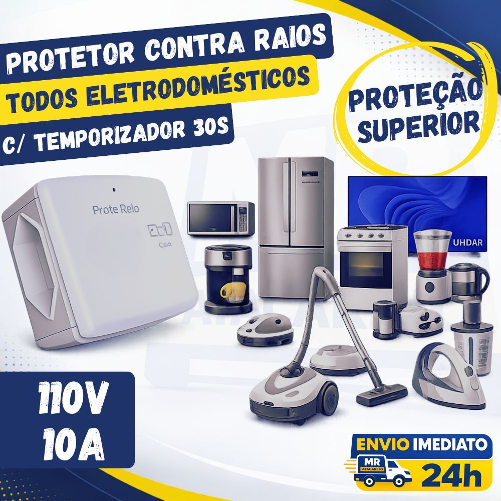 Protetor Contra Raios Surtos Picos 110V c/ Temporizador Eletrodomésticos TV Geladeira Micro-ondas