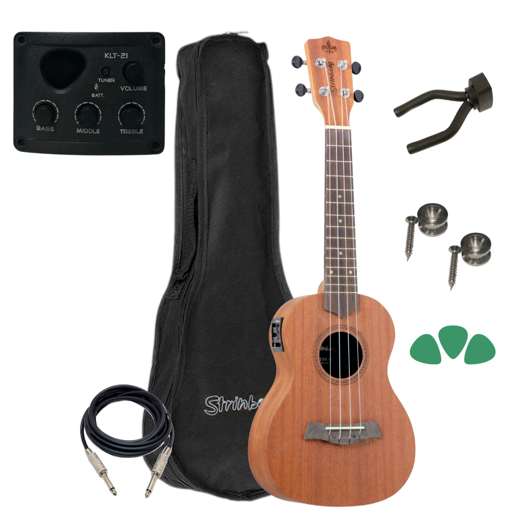 Ukulele Concert Strinberg Uk06ce Eletrico + Bag Full