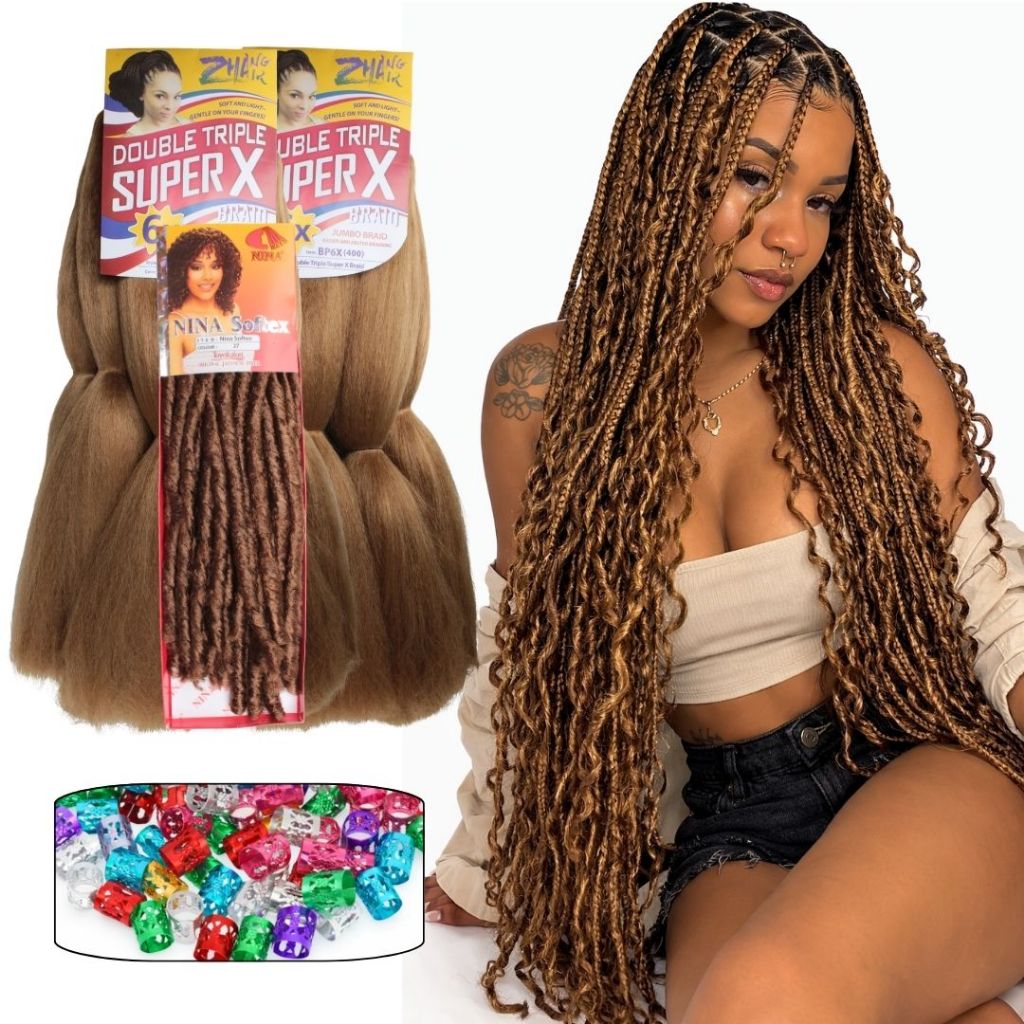 Kit Gypsy Tranças Afro 2 Jumbão 400g + 1 Nina 76g Softex Braids em Oferta na Shopee