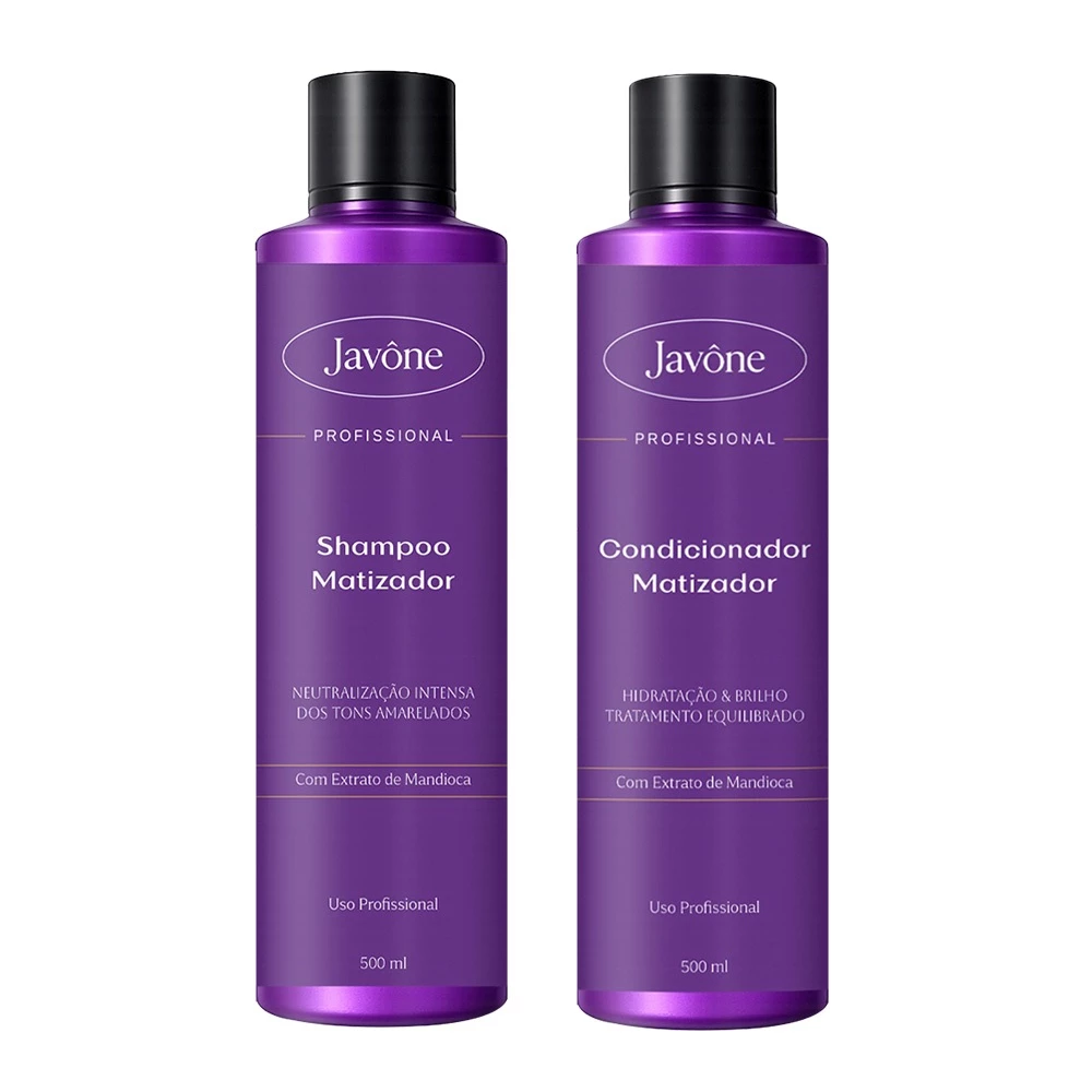 Kit Matizador Profissional Shampoo + Condicionador 500ml Javône – Hidratação, Brilho e Neutralização do Amarelado