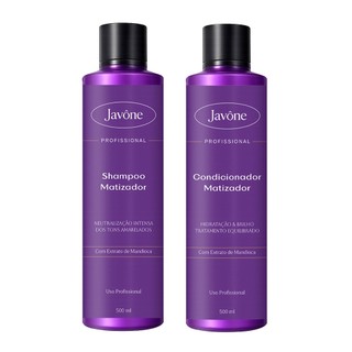 Kit Matizador Profissional Shampoo + Condicionador 500ml  Javône – Hidratação, Brilho e Neutralização do Amarelado