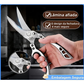 Tesoura Multifuncional Para Corte Alimentos Frango Peixes Legumes Verdura Aço Inoxidável  Cozinha em Oferta na Shopee