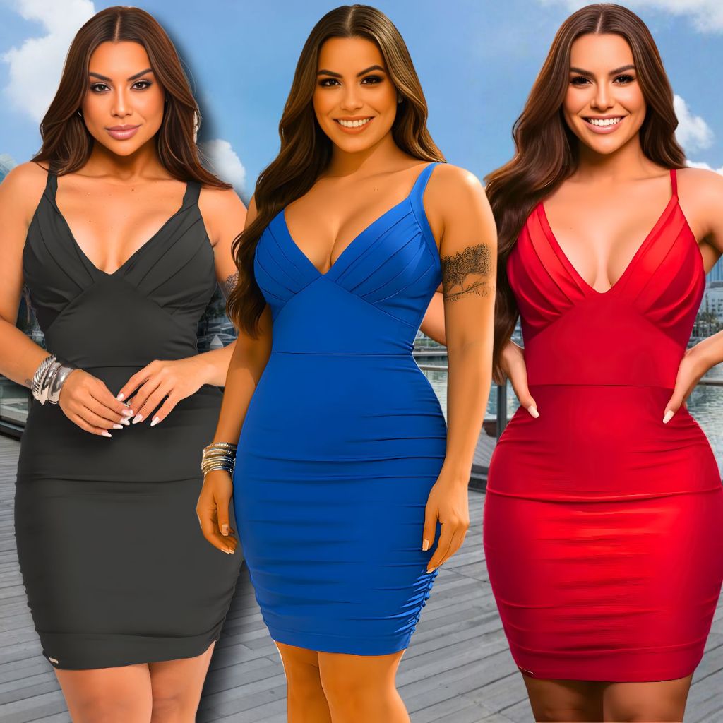 Vestido Tubinho Feminino Suplex Premium - Drapeado Elegante Fresquinho Verão em Oferta na Shopee