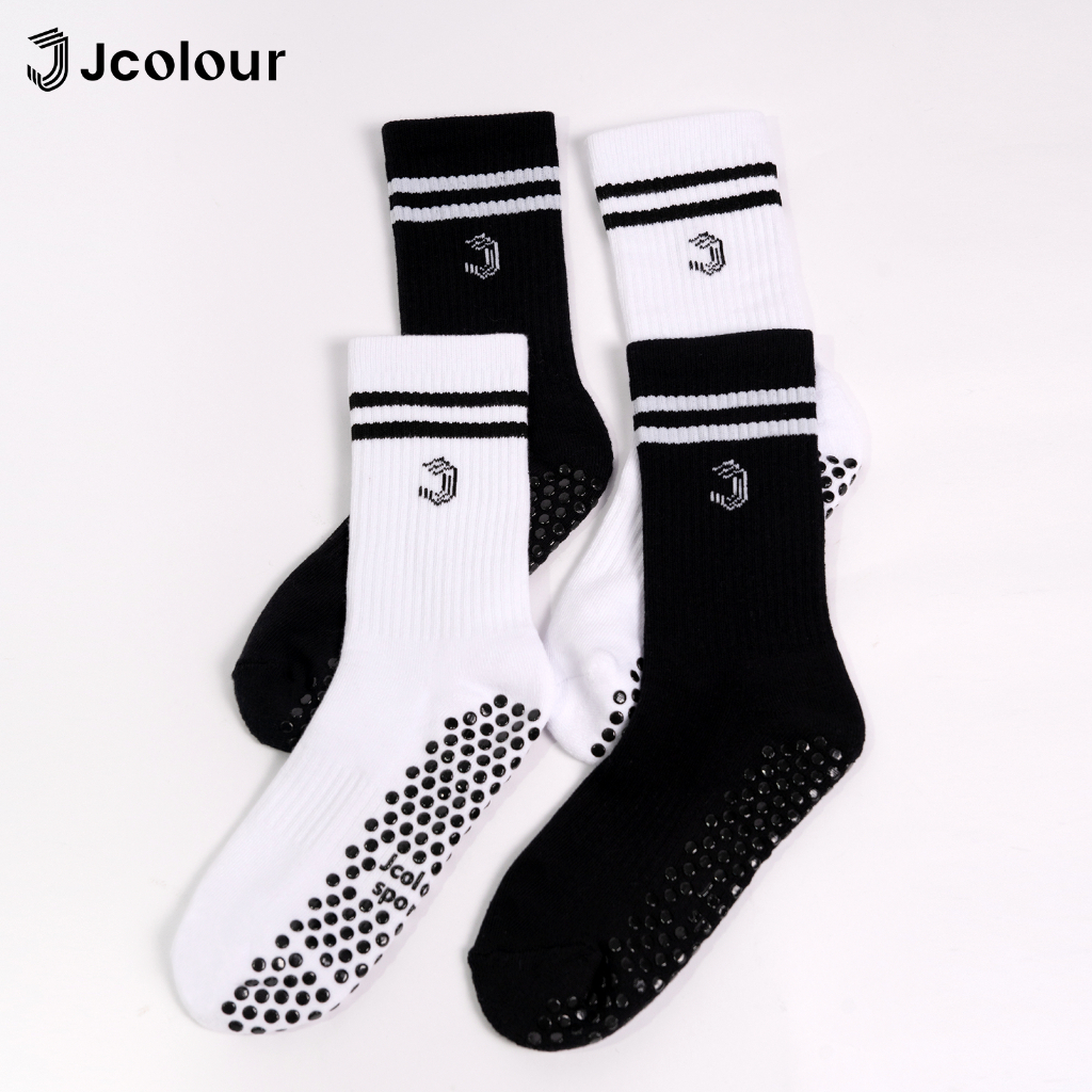 Jcolour Kit 3 Pares meia feminina Academia listrada Cano Longo Algodão Qualidade Tendencia Moda em Oferta na Shopee