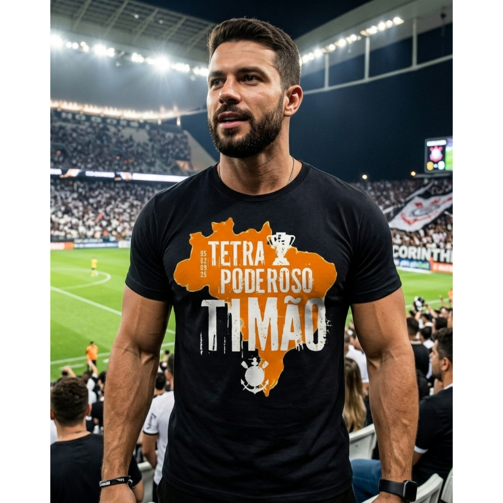 Camiseta TETRA PODEROSO TIMÃO blusa masculina camisa time torcedor timão coringão