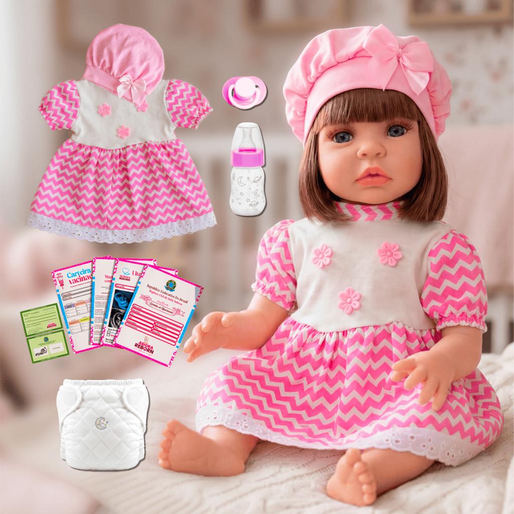 Bebê Reborn Boneca Realista Rosa de Silicone Pode Dar Banho Envio Imediato