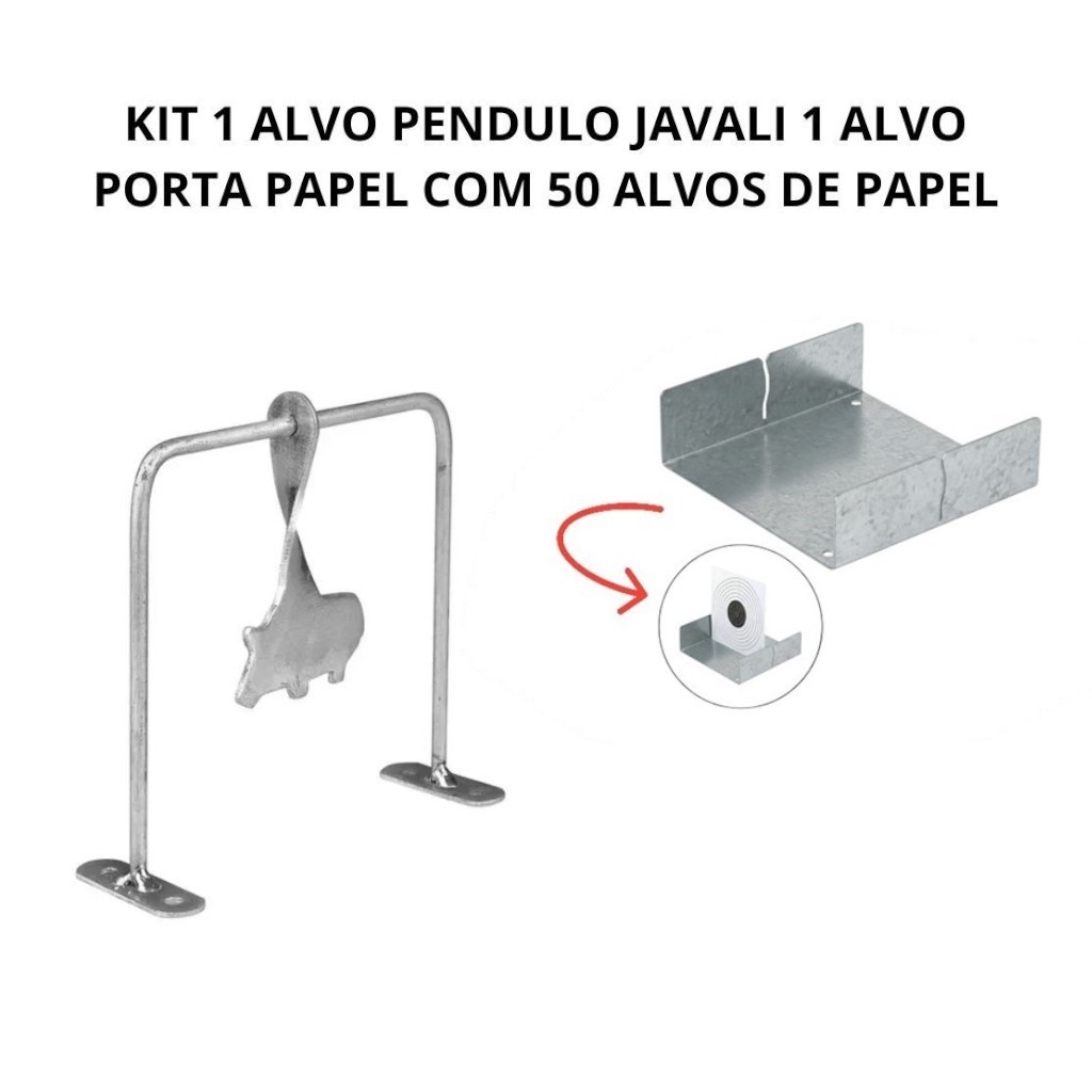 Kit 1 Alvo Giratorio Pendulo Suporte Porta Alvos de Papel Base Plana Com 50 Alvos De Papel 17 cm x 17 cm