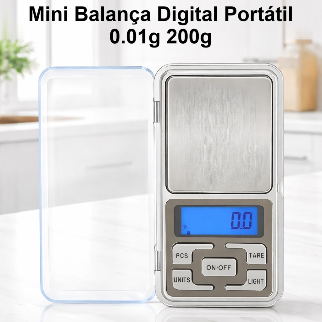 Mini Balança Digital Portátil Alta Precisão 0.01g 200g Joias Ouro Prata Alimentos Laboratório Metal