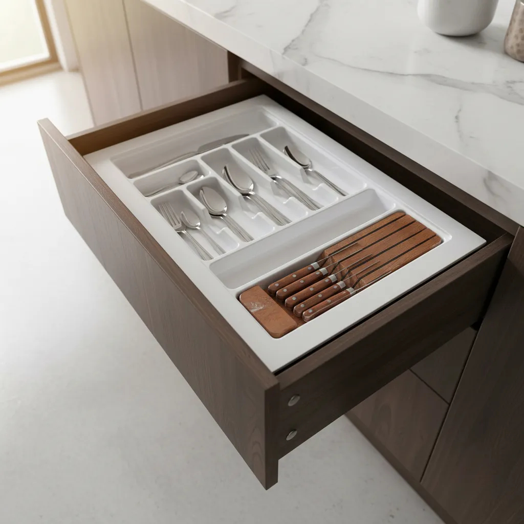 Divisor Talher Organizador Og-148 Faqueiro Reforçado Cozinha Cinza Metalizado