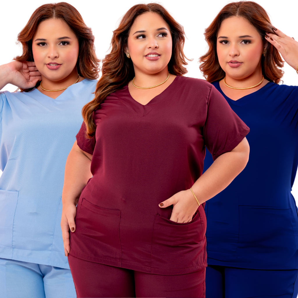 Bata Plus Size Feminino Masculino Scrub Cirurgico Com Elastano Blusa Avulsa Para Enfermagem Clinica