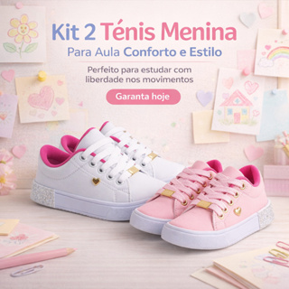Kit 2 Tênis Menina Para Aula | Conforto e Estilo, Perfeito Para Estudar Do 25 ao 36 | GARANTA AGORA! em Oferta na Shopee