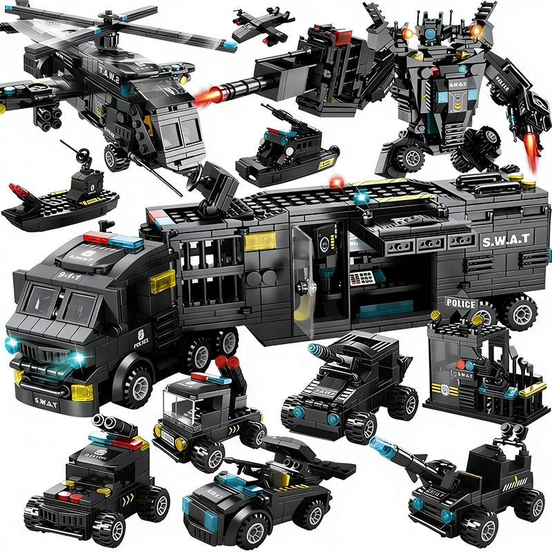 Blocos de Montar Brinquedo de Polícia 700 Peças Brinquedos Para Meninos
