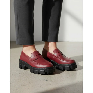 Mocassim Unissex Oxford Moderno Solado Tratorado Plataforma Vermelho