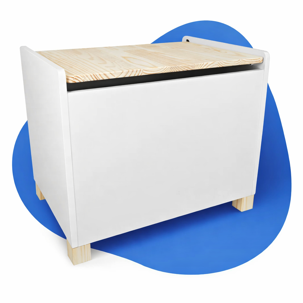 Imagem Baú Organizador Madeira Infantil Brinquedo Pedagógico Tamanho G Quarto Organização Montessori Lúdico Kit Livro Educativo
