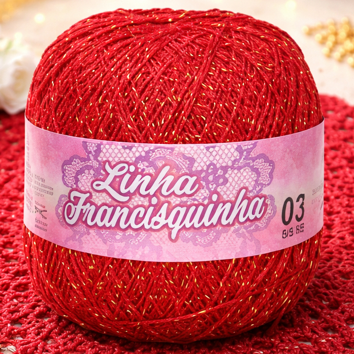 Linha de Crochê Francisquinha Brilho-500m 03 8/5 NE Linha Amigurumi, Colcha Sofá, (PCT -2 UNIDADES)