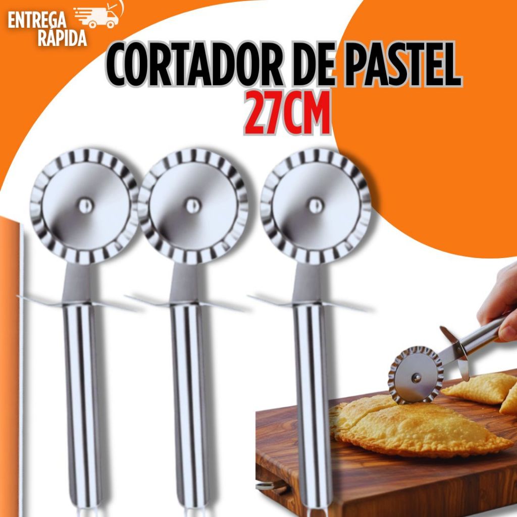 Carretilha Cortador Para Fechar e Cortar Pastel Pizzas Em Aço Inox Premium Utilidades Casa Massa