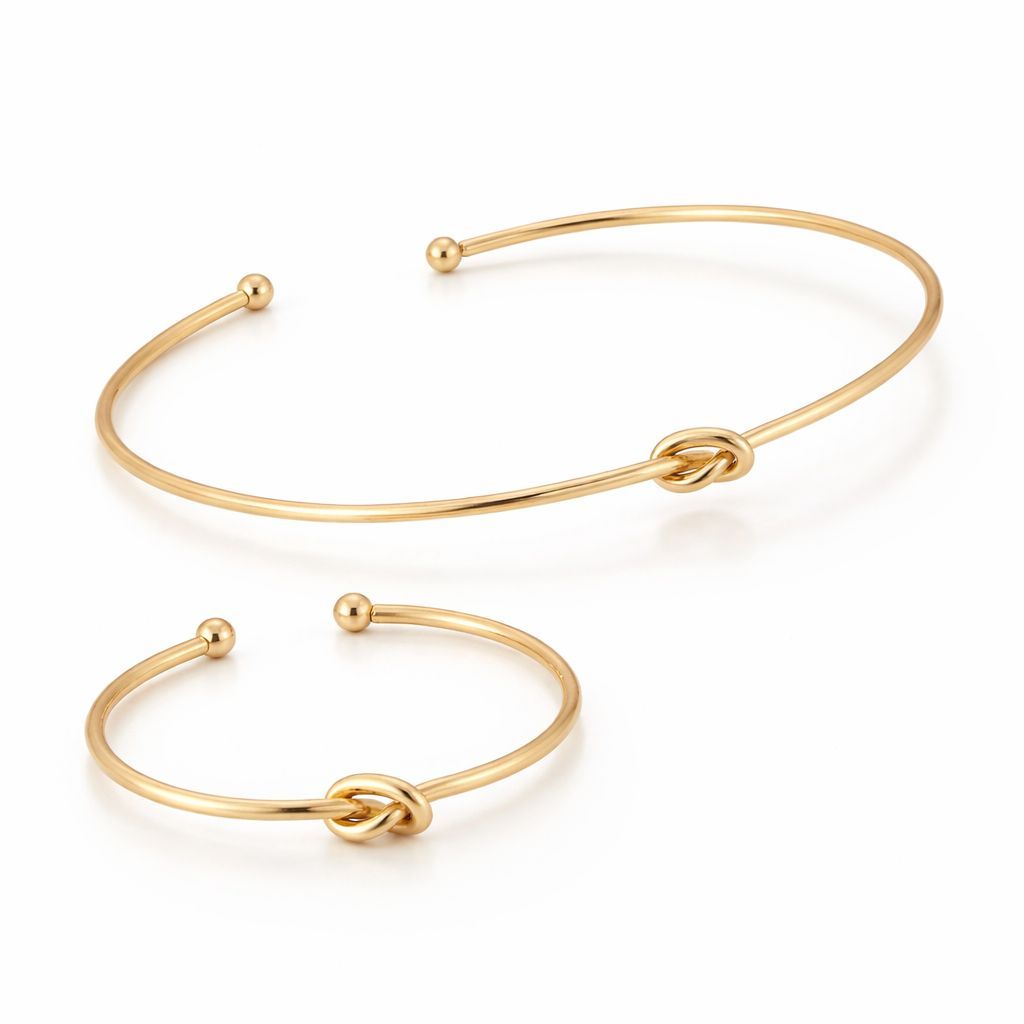 Kit Colar e Pulseira Nó Dourado Minimalista Luxo Acessório Feminino Elegante Ajustável BJ156 em Oferta na Shopee