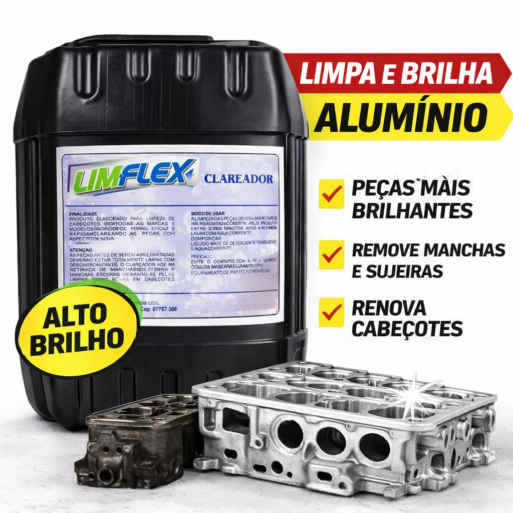 Clareador Alumínio Limpa Cabeçote Abrilhantador Motor Limpeza Peças Alumínio Limflex Alto Brilho