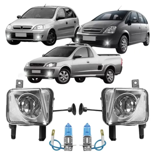 Par Farol De Milha Auxiliar Neblina Montana Meriva Corsa 2003-2011 Lente Lisa + Super Branca