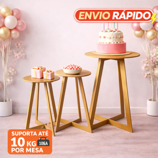 Trio de mesa Decoração de Festa Aniversário Chá Revelação Mesas Triângulo Docinho Desmontável MDF Pegue e Monte Dobravel em Oferta na Shopee