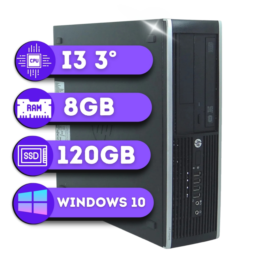 Pc Computador Cpu HP Intel Core  i3 3º 8gb Ssd 120gb Office Escritório Trabalho COMPAQ