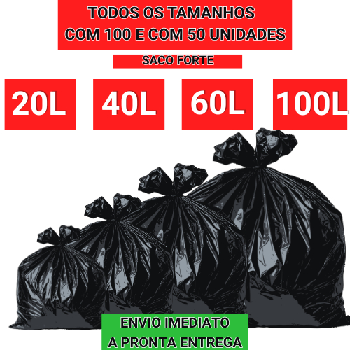 Saco de lixo Reforçado | Grosso, preto | disponível em 20, 40, 60, 100LT | com 100 e 50 unidades | da fábrica em Oferta na Shopee
