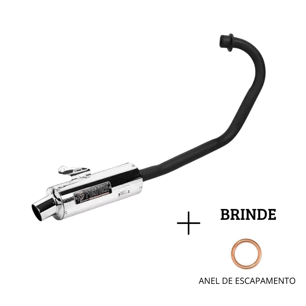 Escapamento Mini Turbo HONDA CG Titan 150 2014 2015 Fortuna CROMADO CURVA PRETO