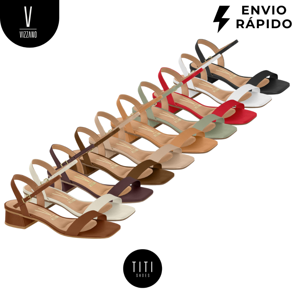 Sandália Vizzano Original Salto Bloco Baixo Grosso Tira Única Confortável Social em Oferta na Shopee