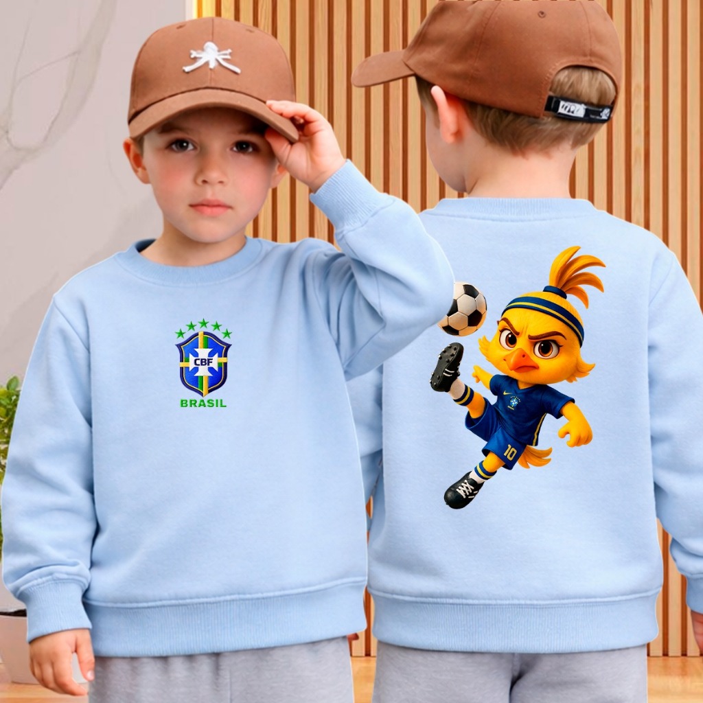 Blusa Infantil Brasil Copa do mundo Mascote 2026
