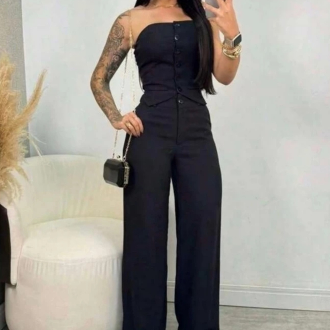 Conjunto Social TOMARA QUE CAIA CALÇA PANTALONA Alfaiataria Feminino