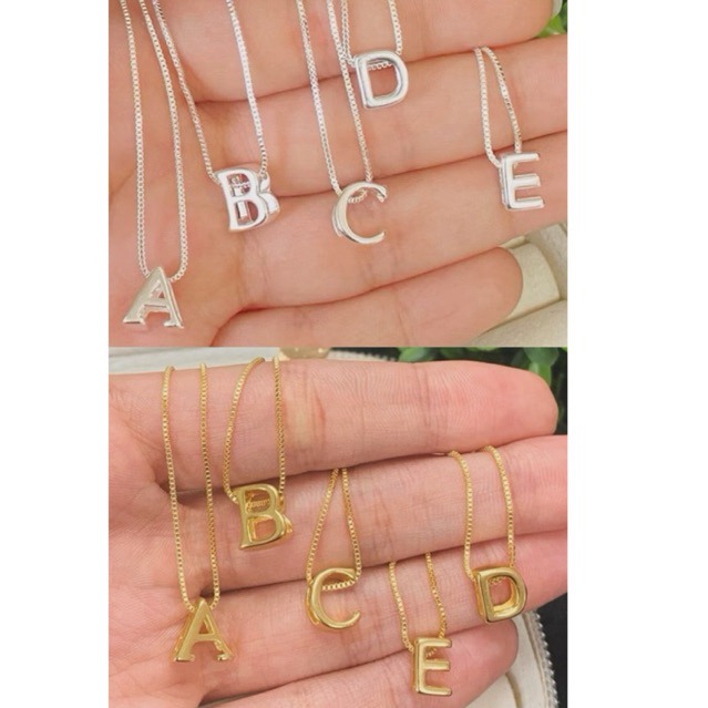 Colar Letra Inicial Banhado Ouro 18k e Prata 925 Corrente 45cm Pingente 10mm Delicado Feminino