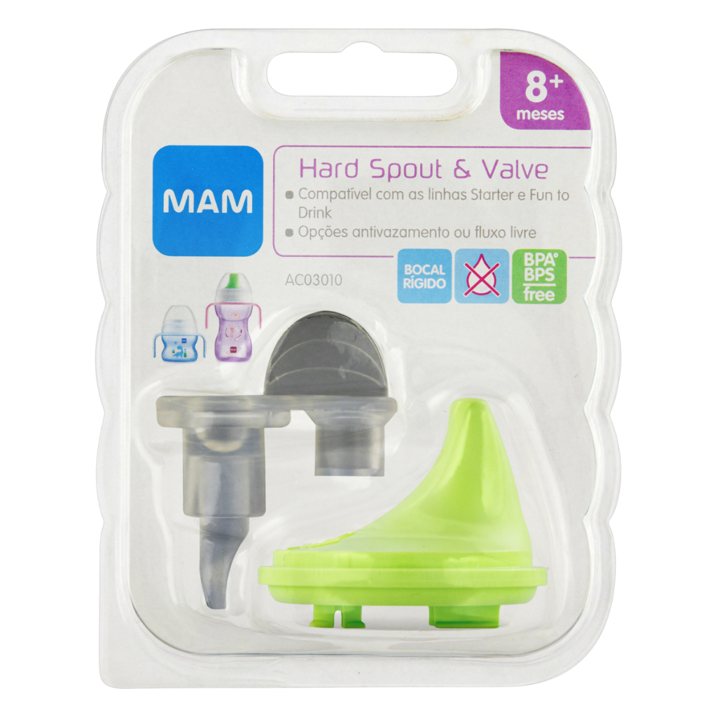 BOCAL RIGIDO COM VALVULA ANTIVAZAMENTO MAM 8+ MESES HARD SPOUT E VALVE BOCAL MAM REPOSIÇÃO BICO COPO MAM